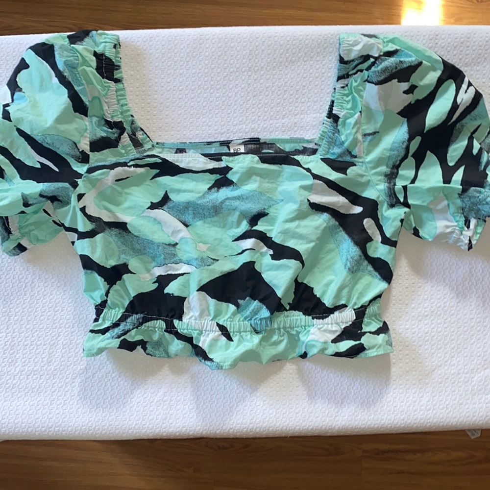B.P. Teal Camo Crop Top